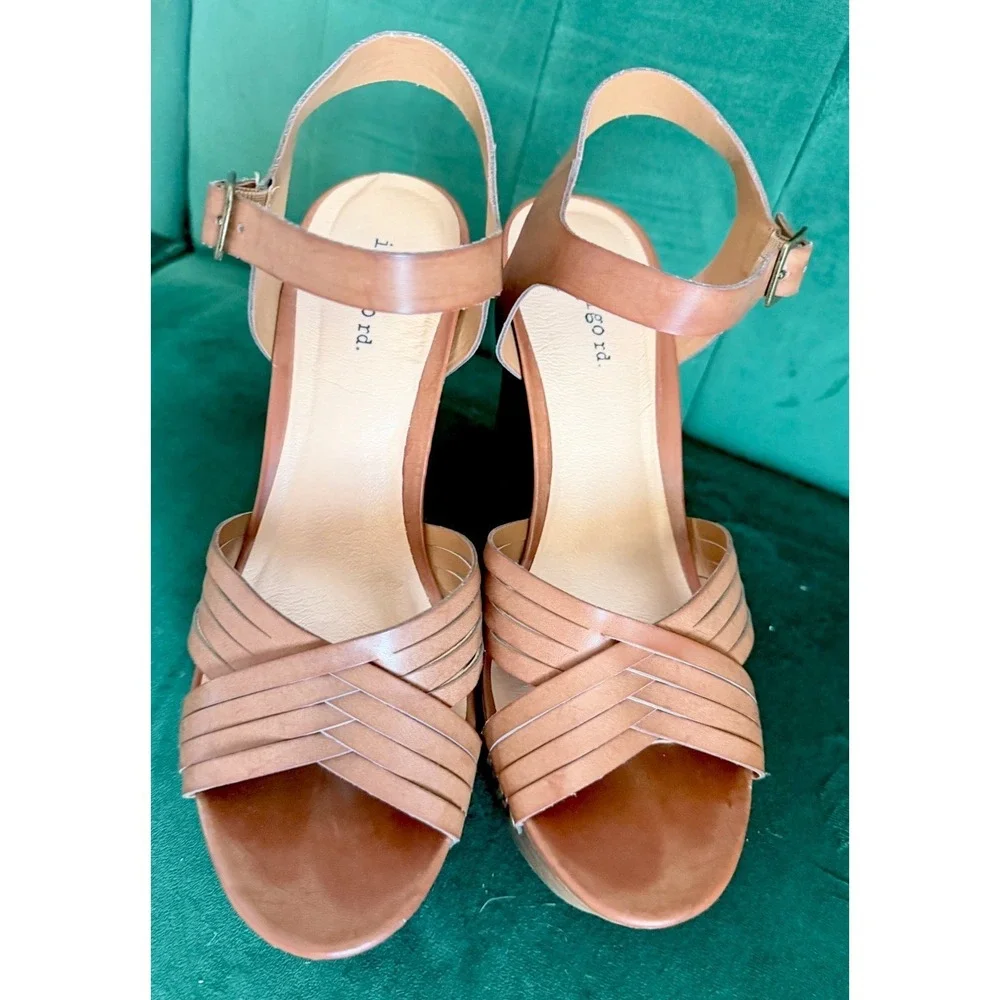 Indigo rd. Platform Sandals Womens 10 Brown Strappy Block Heel‎ Studded